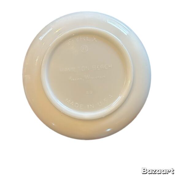 Vintage PYREX Hamilton Beach Mixing Bowl Milk Glass Ribbed USA Racine WI 50s - Picture 5 of 8